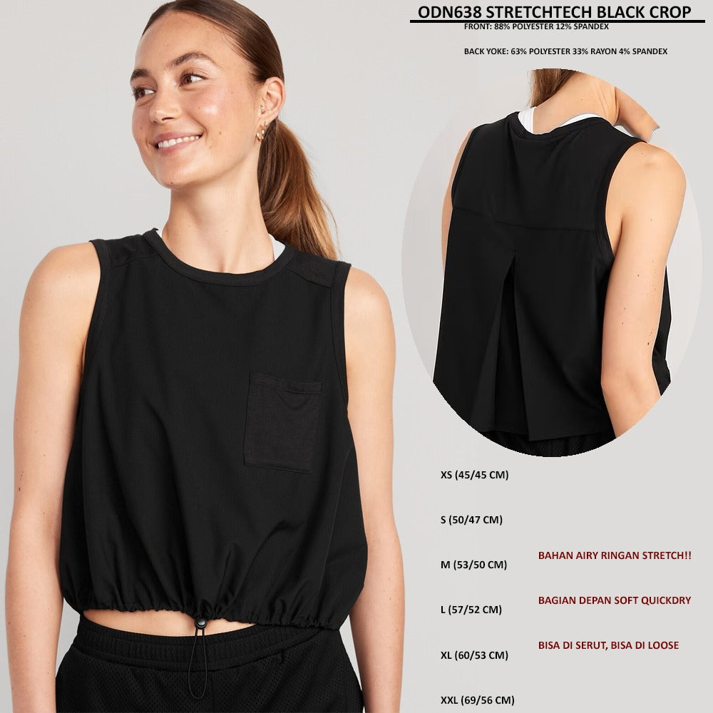 Atasan Crop Wanita Tanpa Lengan (ODN638 STRETCHTECH CROP)