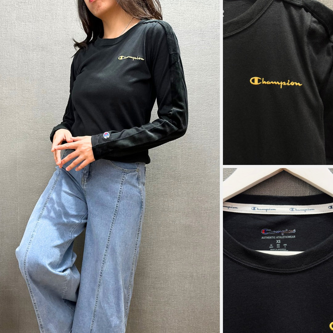 Kaos Wanita Lengan Panjang (CHAMP107 GOLD-EMBRO VELVETSLEEVE)