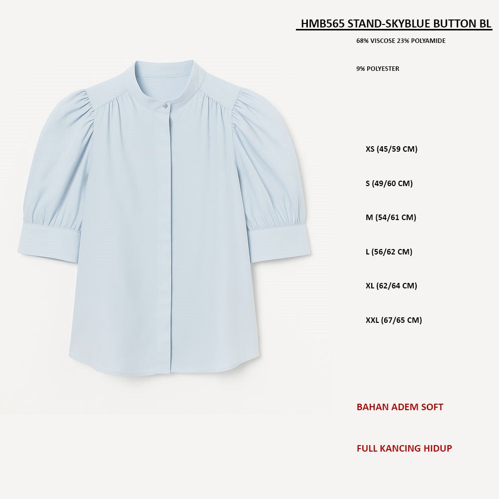 Blouse Wanita Lengan Pendek (HMB565 STAND BUTTON BLOUSE)