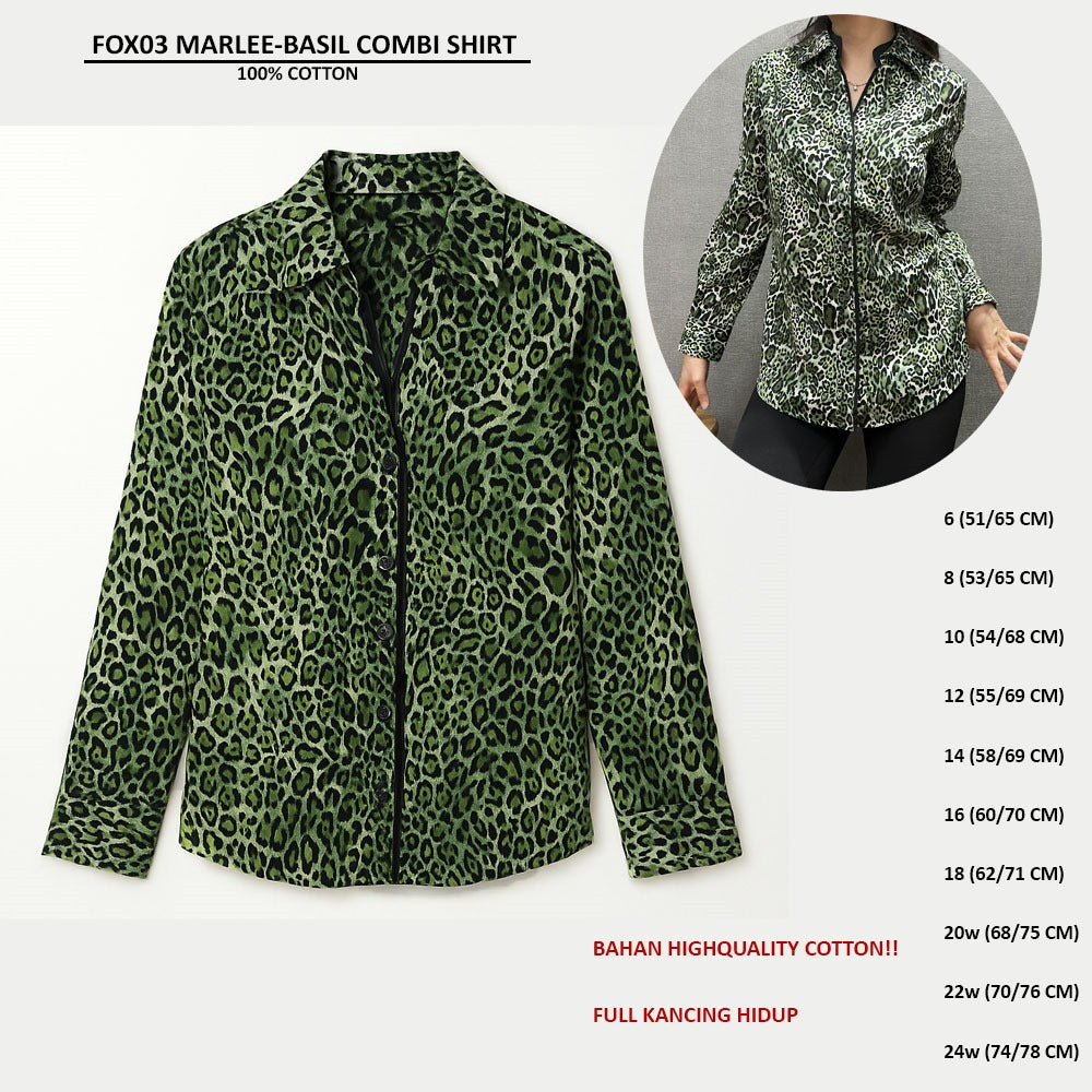 Kemeja Wanita Lengan Panjang Cotton (FOX03 MARLEE COMBI SHIRT)
