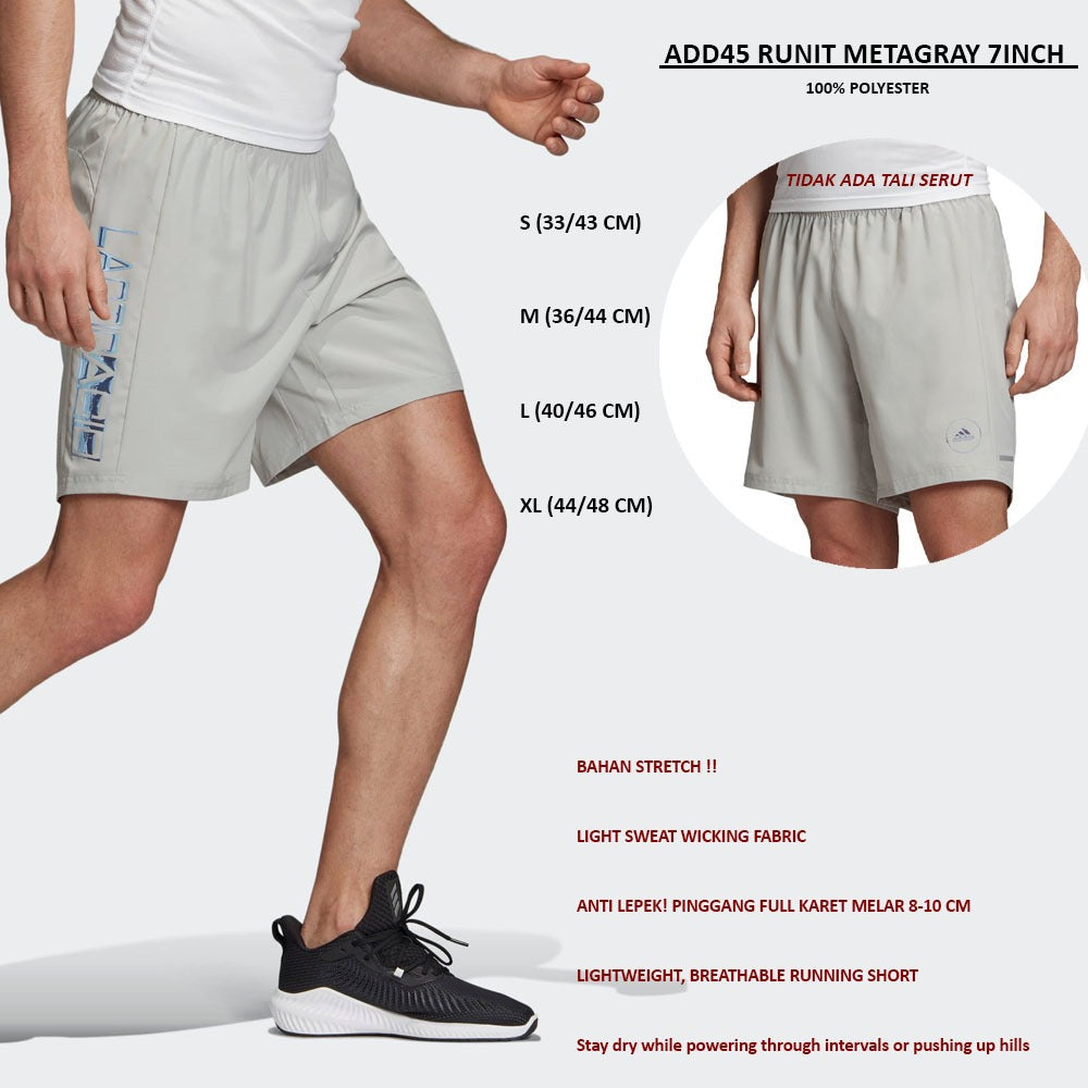 Celana Pendek Pria Stretch (ADD45 RUNIT METAGRAY 7INCH)