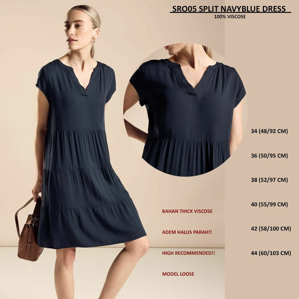 Dress Mini Wanita Lengan Pendek Viscose (SRO05 SPLIT DRESS)