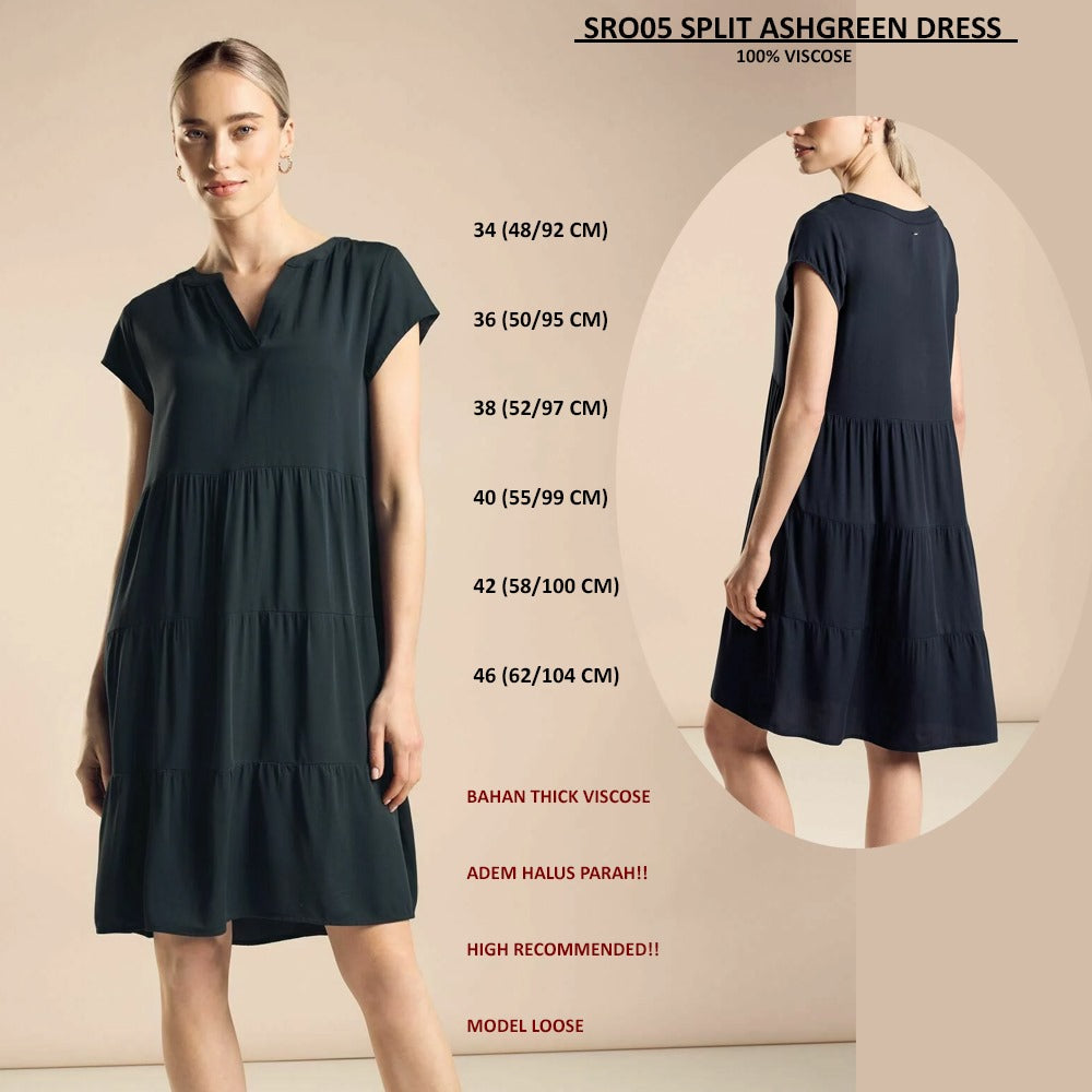 Dress Mini Wanita Lengan Pendek Viscose (SRO05 SPLIT DRESS)
