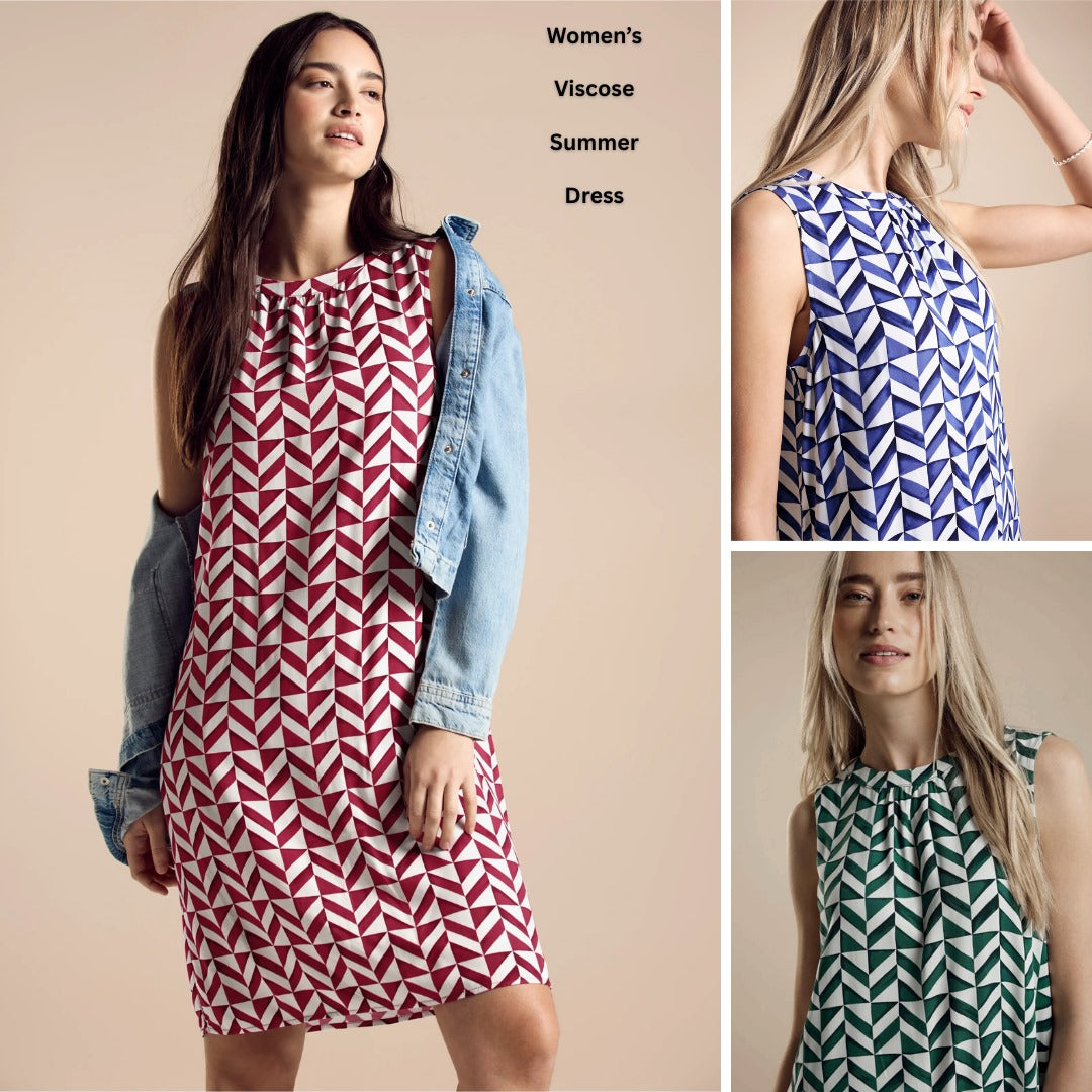 Dress Midi Wanita Tanpa Lengan (SRO06 SLEEVELESS PRINT DRESS)