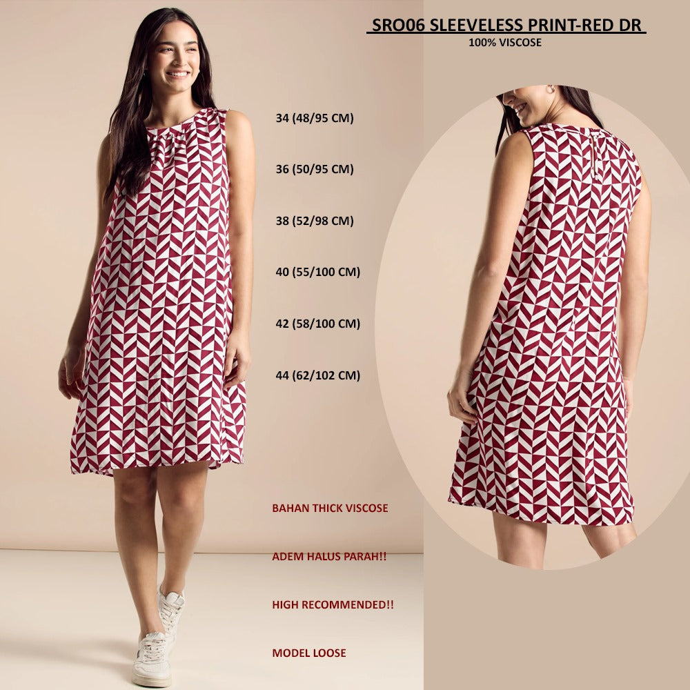Dress Midi Wanita Tanpa Lengan (SRO06 SLEEVELESS PRINT DRESS)
