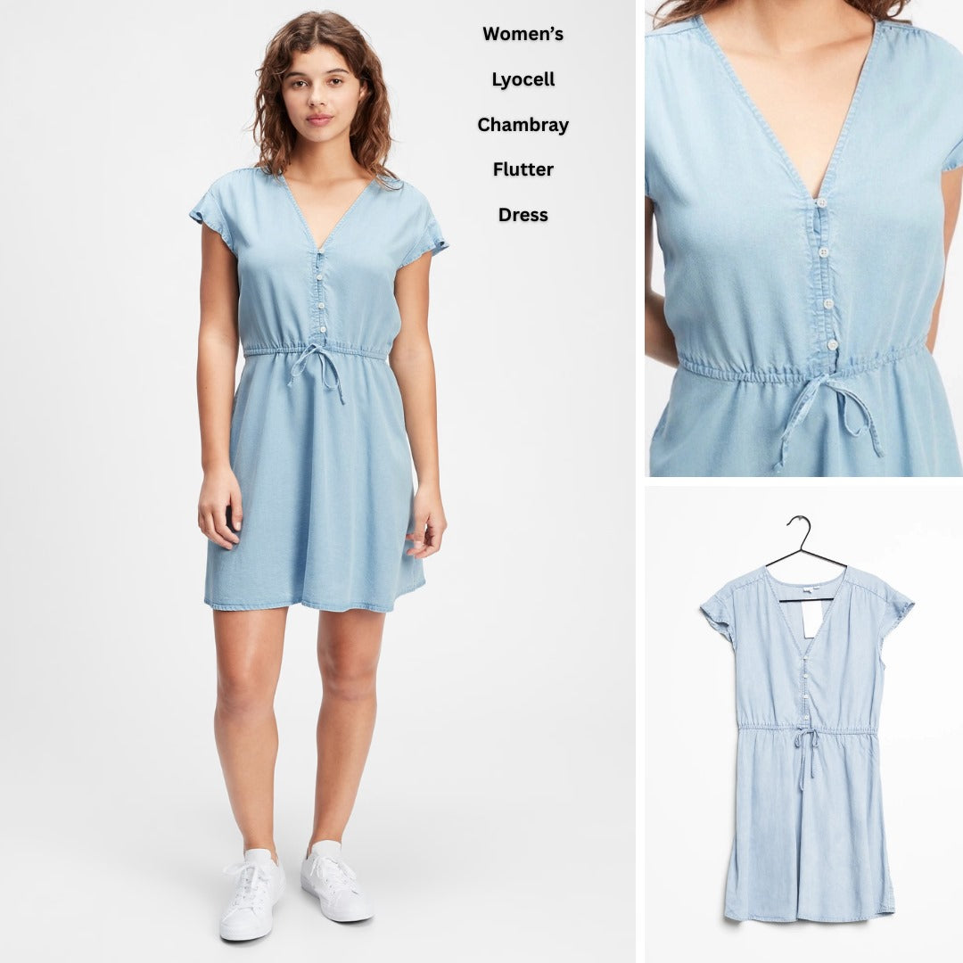 Dress Mini Denim Wanita Soft Denim (ODN644 LYOCELL SWING DRESS)