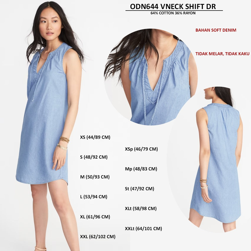 Dress Mini Denim Wanita Soft Denim (ODN644 LYOCELL SWING DRESS)