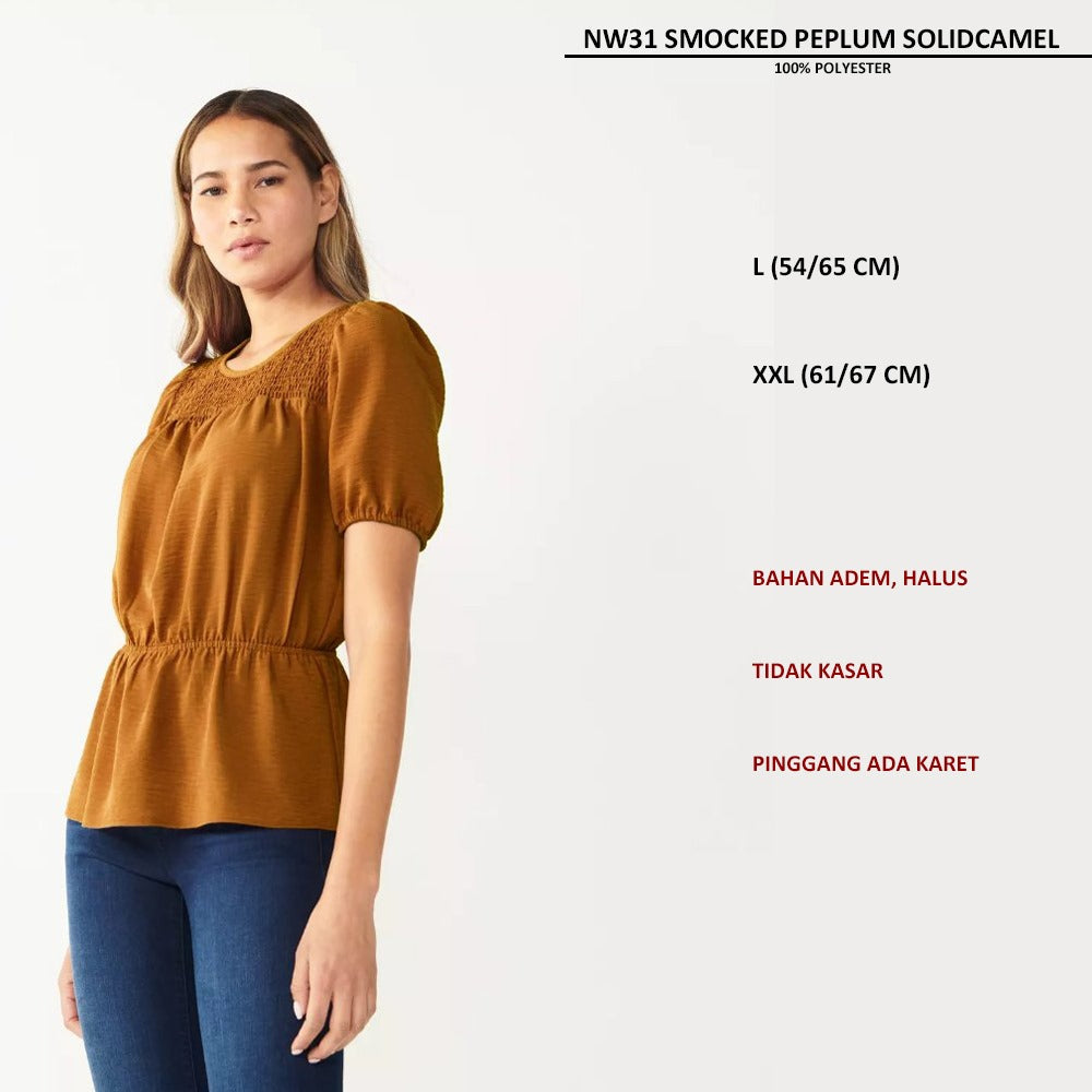 Atasan Blouse Wanita Lengan Pendek (NW31 SMOCKED PEPLUM)