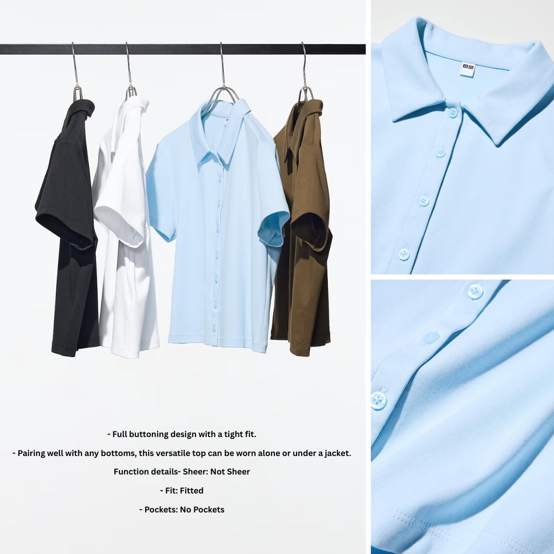 Atasan Polo Wanita Lengan Pendek Fitted (UNQ457 MINI POLO SHIRT)