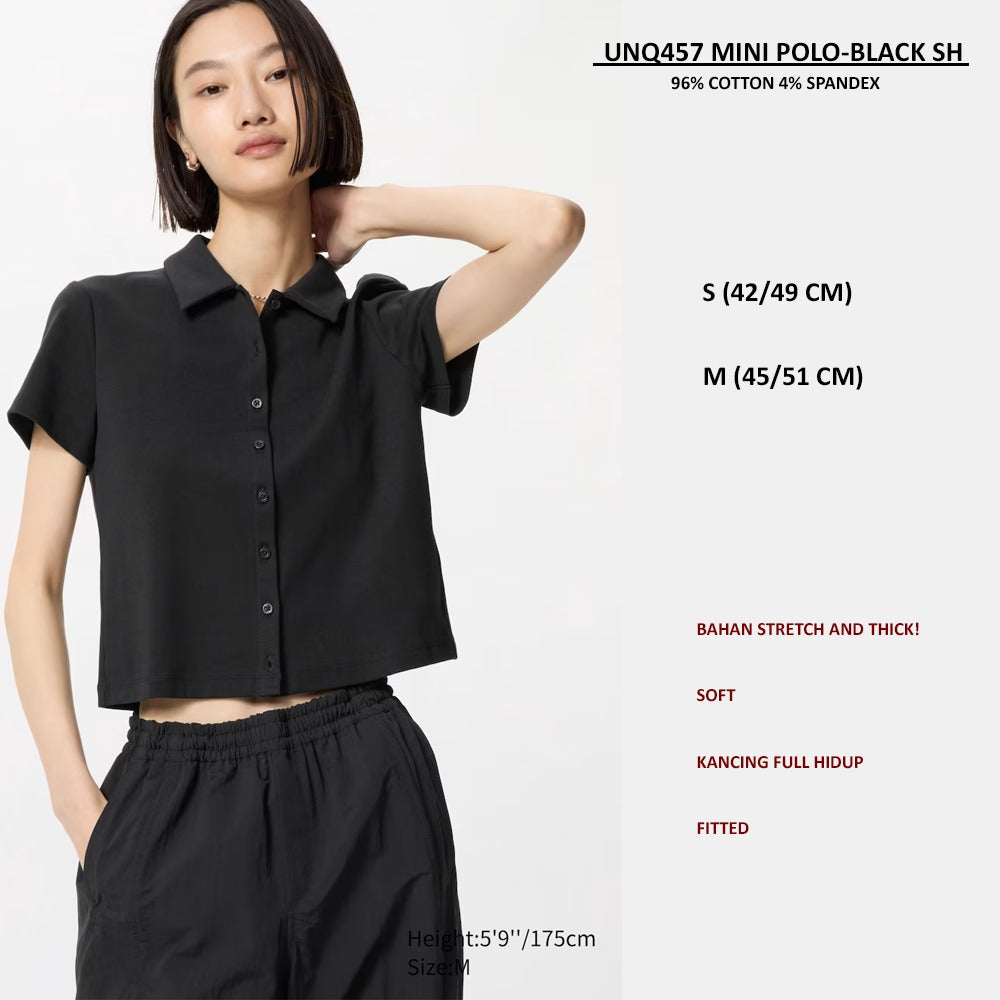Atasan Polo Wanita Lengan Pendek Fitted (UNQ457 MINI POLO SHIRT)