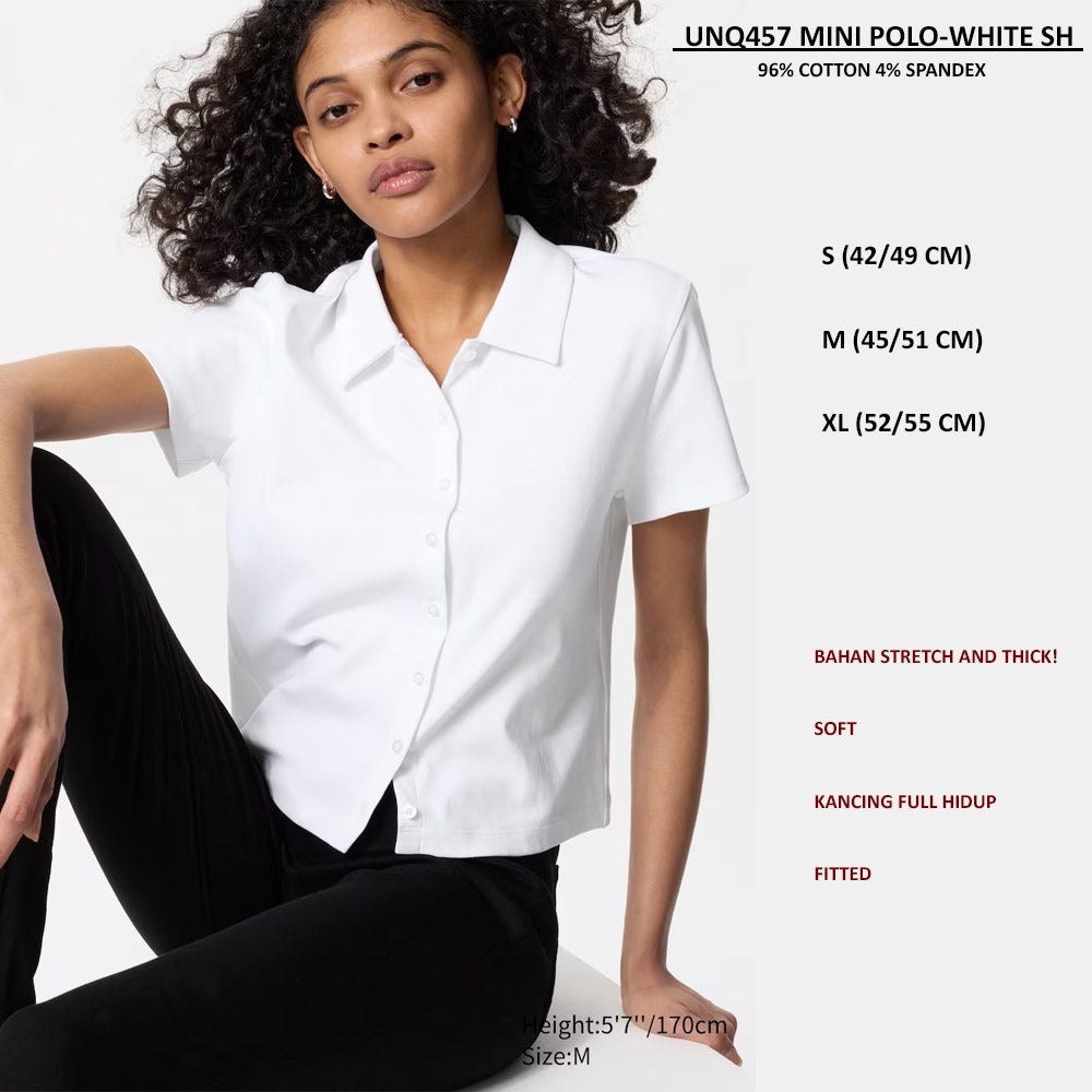 Atasan Polo Wanita Lengan Pendek Fitted (UNQ457 MINI POLO SHIRT)
