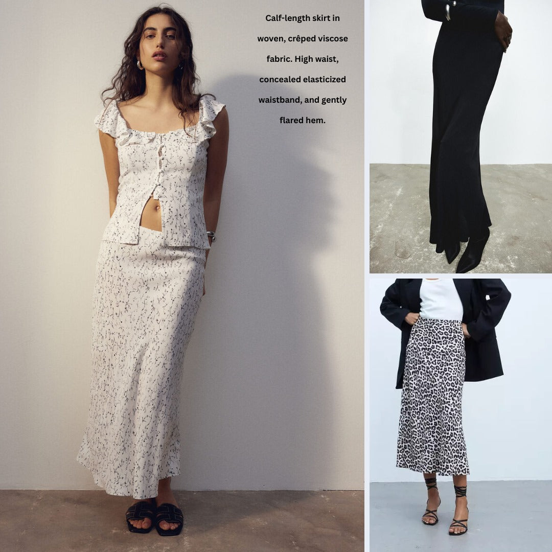 Rok Midi Wanita Soft Crepe (HMS570 CREPE CALF SKIRT)