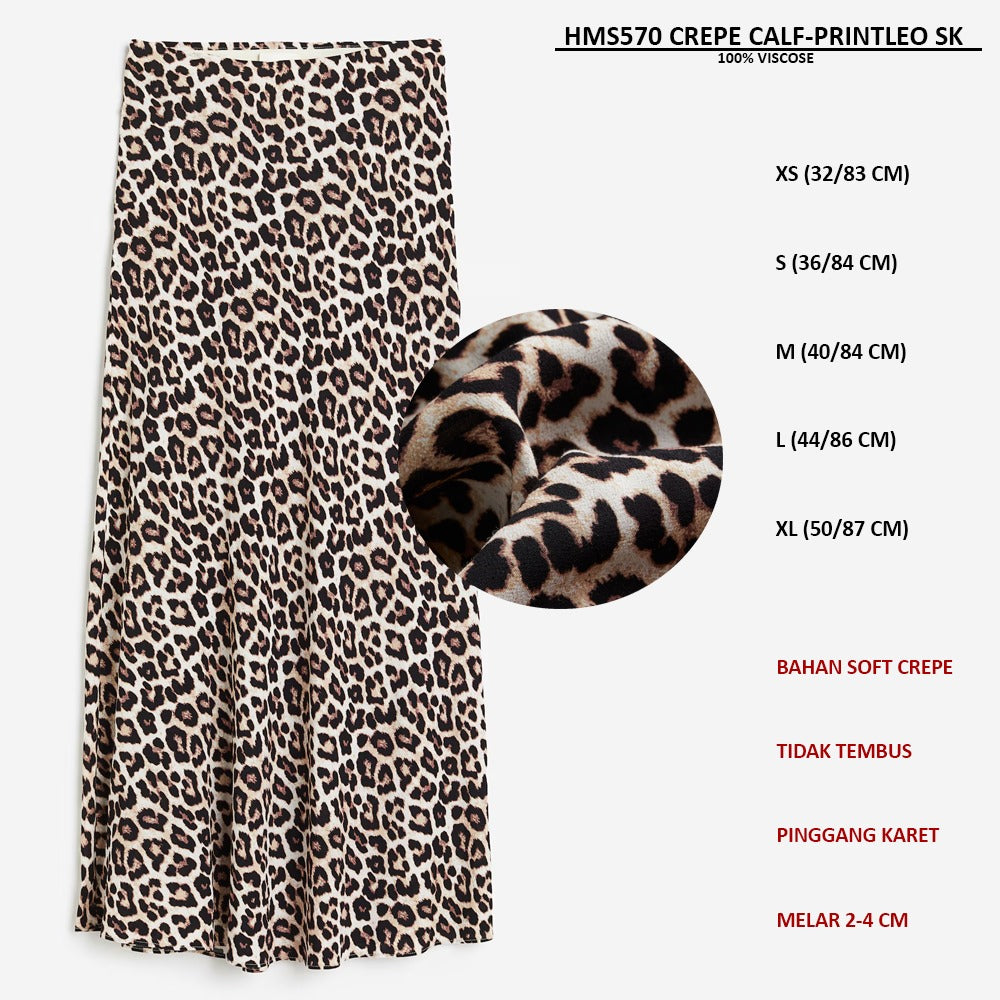 Rok Midi Wanita Soft Crepe (HMS570 CREPE CALF SKIRT)