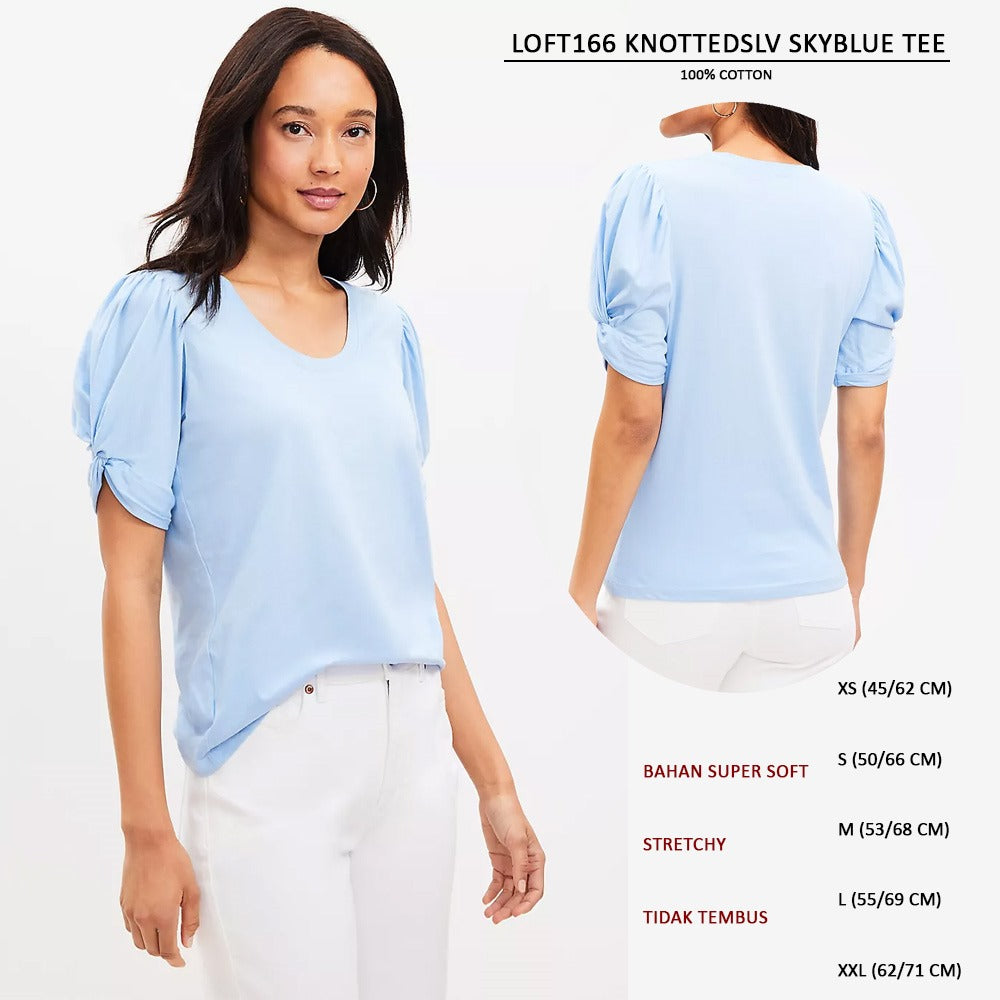 Atasan Wanita Lengan Pendek Stretchy (LOFT166 KNOTTEDSLV TEE)