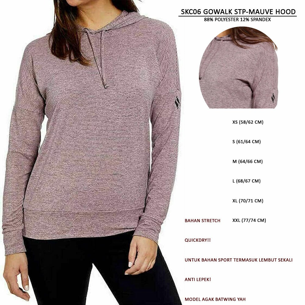 Sweater Hoodie Wanita Lengan Panjang Stretch (SKC06 GOWALK HOOD)