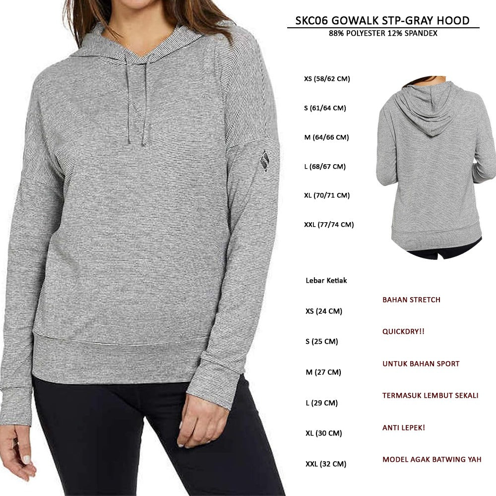 Sweater Hoodie Wanita Lengan Panjang Stretch (SKC06 GOWALK HOOD)