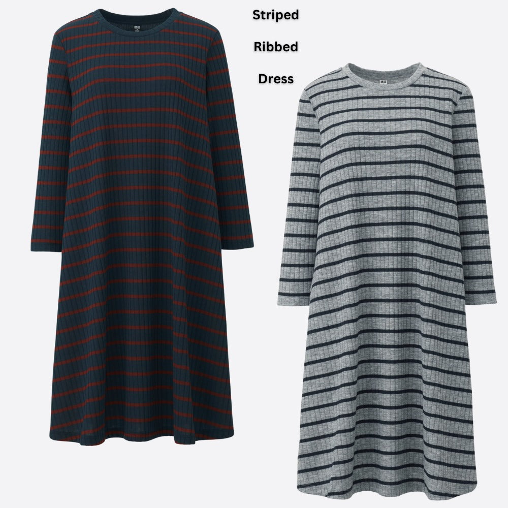 Dress Midi Wanita Lengan Panjang (UNQ388 MIDI ALINE DRESS)