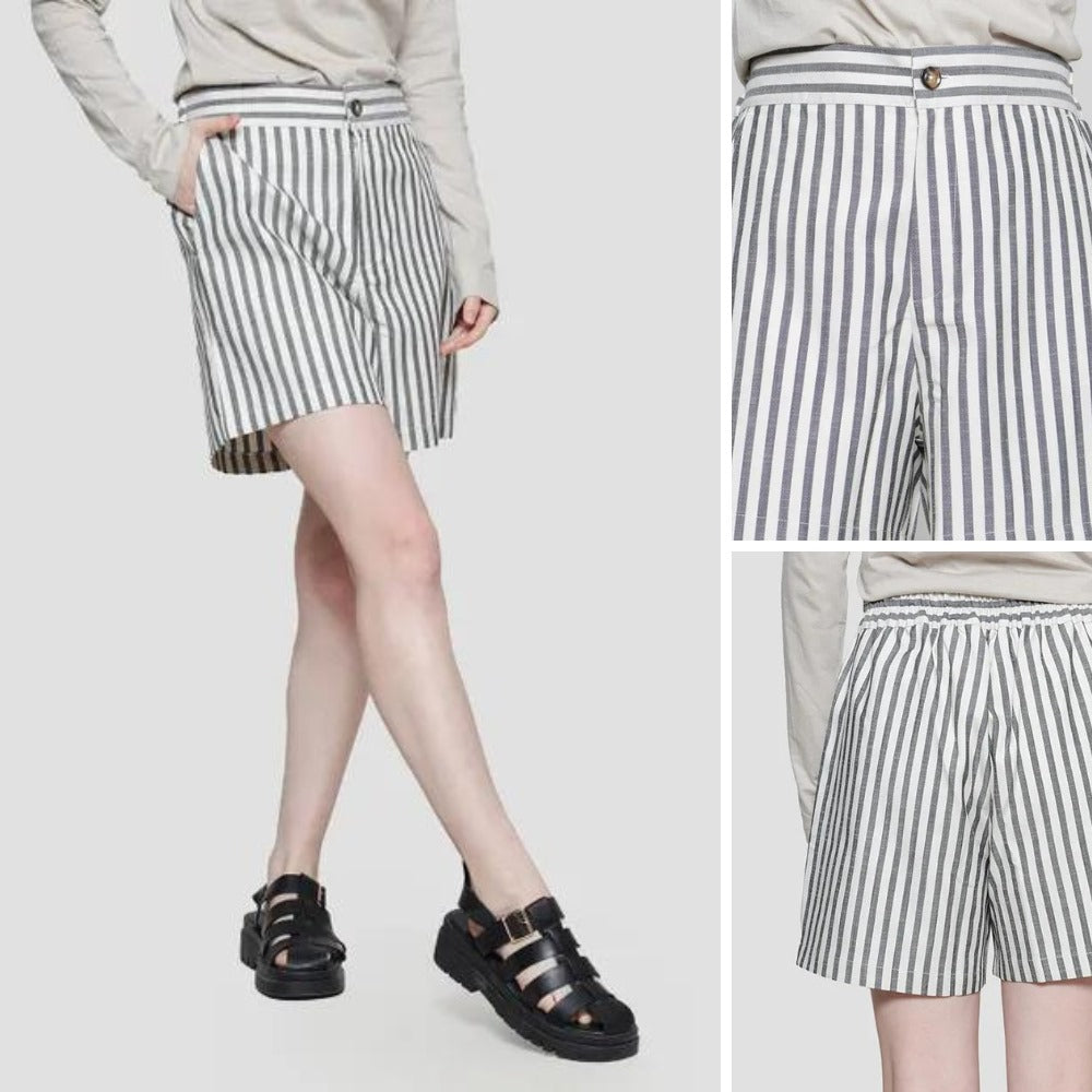 Celana Pendek Wanita Soft Linen (CNX01 LINEN STRIPE SHORT)