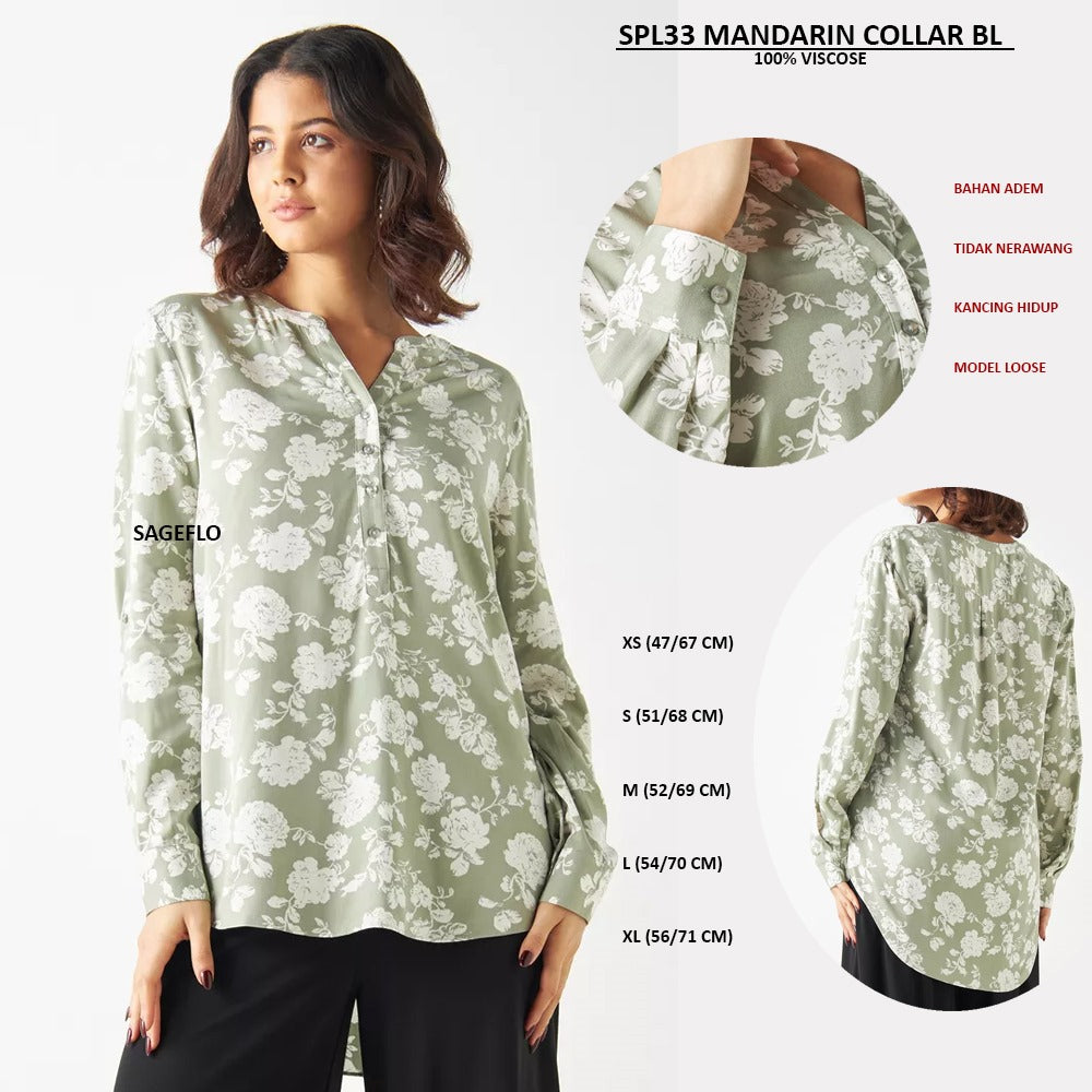 Blouse Wanita Lengan Panjang (SPL33 MANDARIN COLLAR BL)