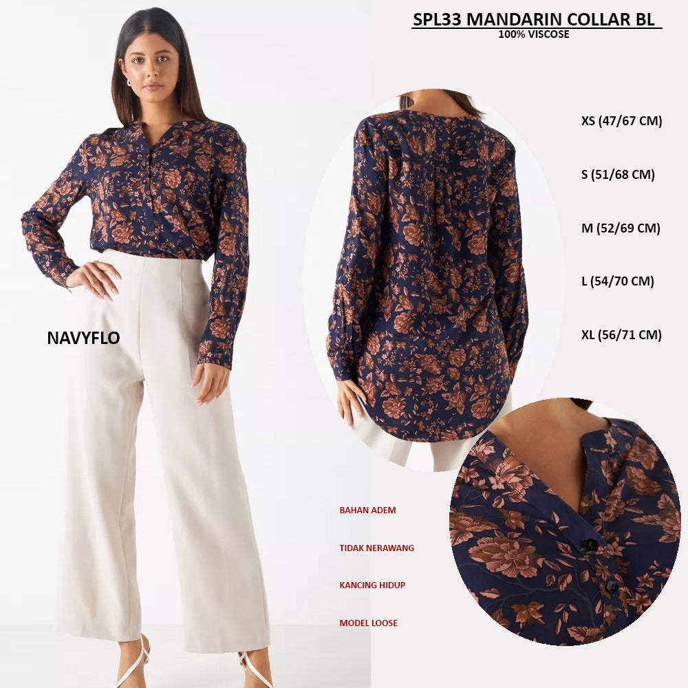 Blouse Wanita Lengan Panjang (SPL33 MANDARIN COLLAR BL)
