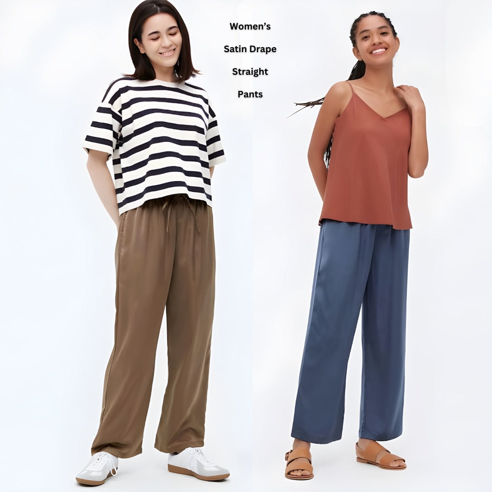 Celana Panjang Wanita Pinggang Karet Bisa di Serut (UNQ286 SATEEN STRAIGHT)