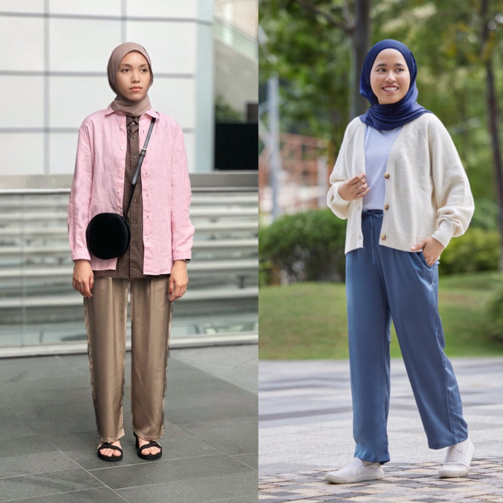 Celana Panjang Wanita Pinggang Karet Bisa di Serut (UNQ286 SATEEN STRAIGHT)