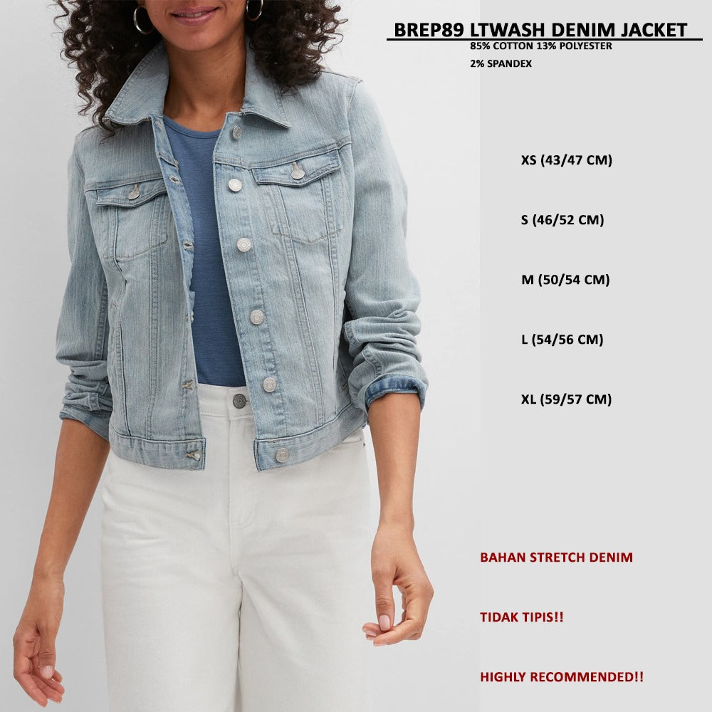 Jaket Denim Wanita Lengan Panjang (BREP89 DENIM JACKET)