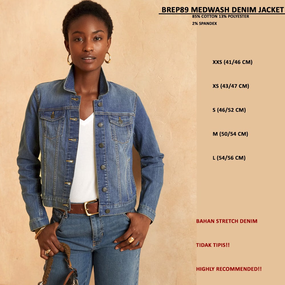 Jaket Denim Wanita Lengan Panjang (BREP89 DENIM JACKET)