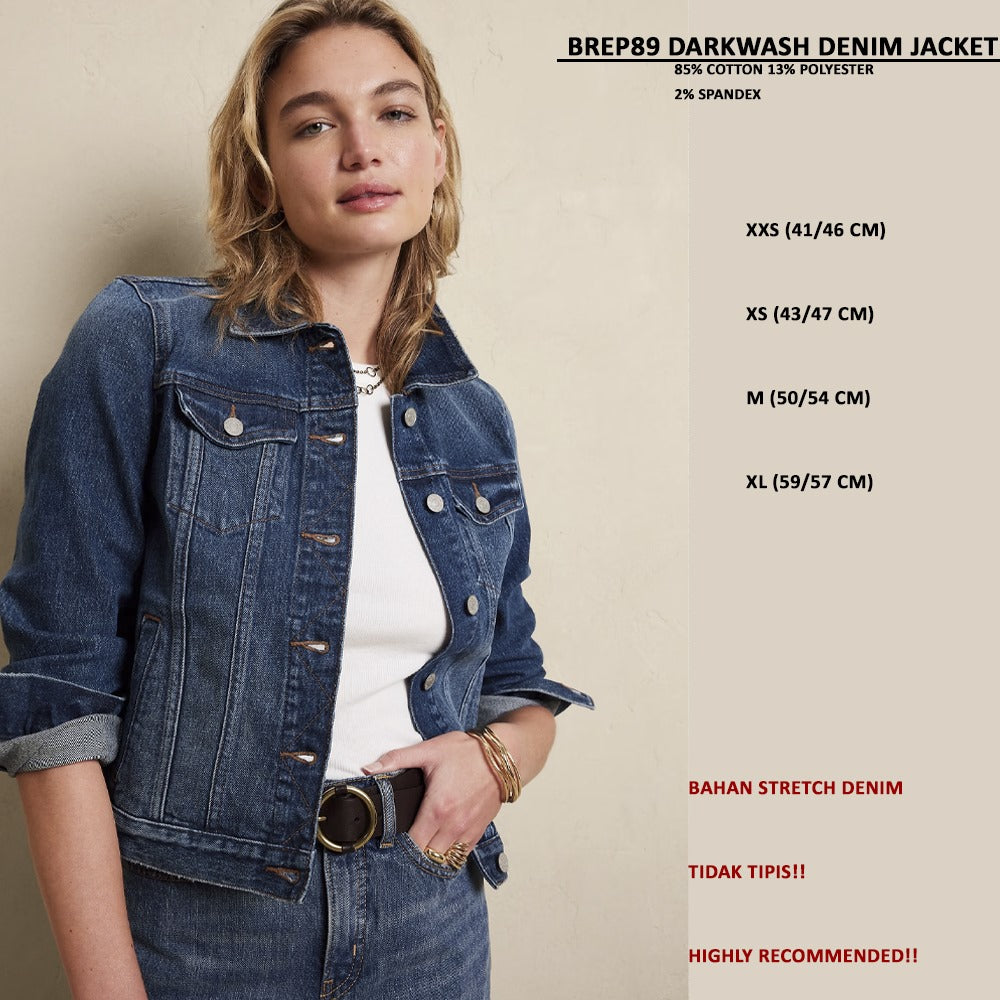 Jaket Denim Wanita Lengan Panjang (BREP89 DENIM JACKET)