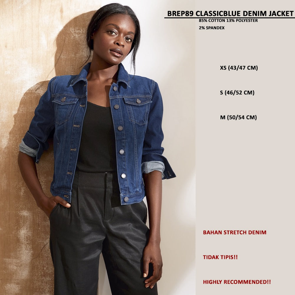 Jaket Denim Wanita Lengan Panjang (BREP89 DENIM JACKET)