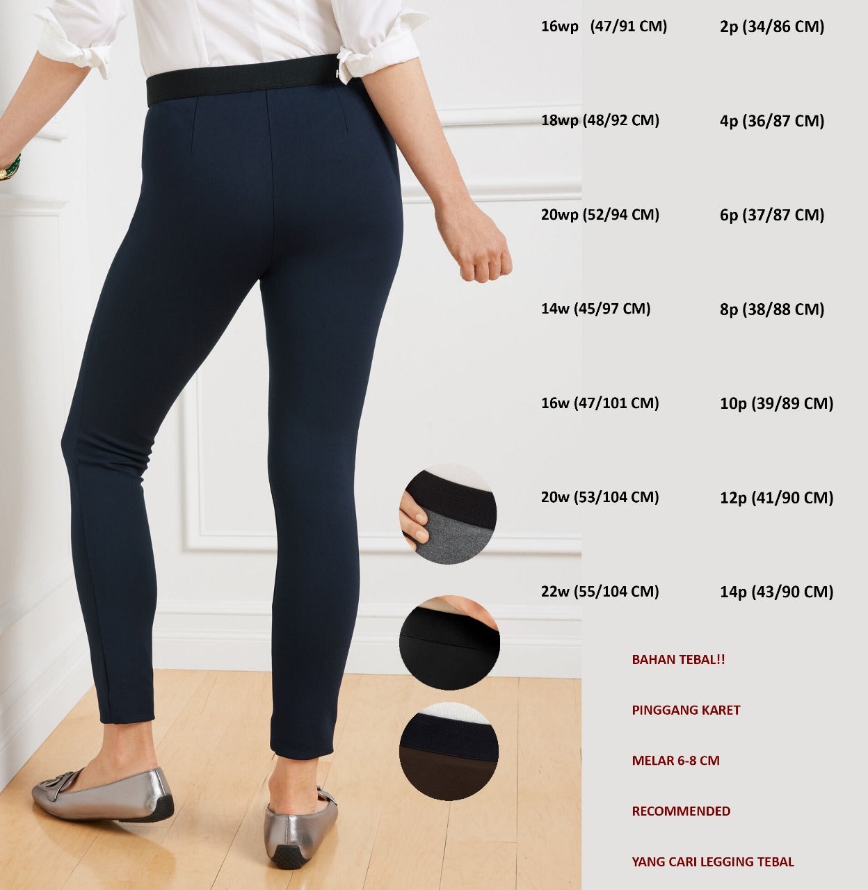 Celana Panjang Legging Wanita Ponte Stretch Tebal (TALB22 SOHO SOLID LEGG)