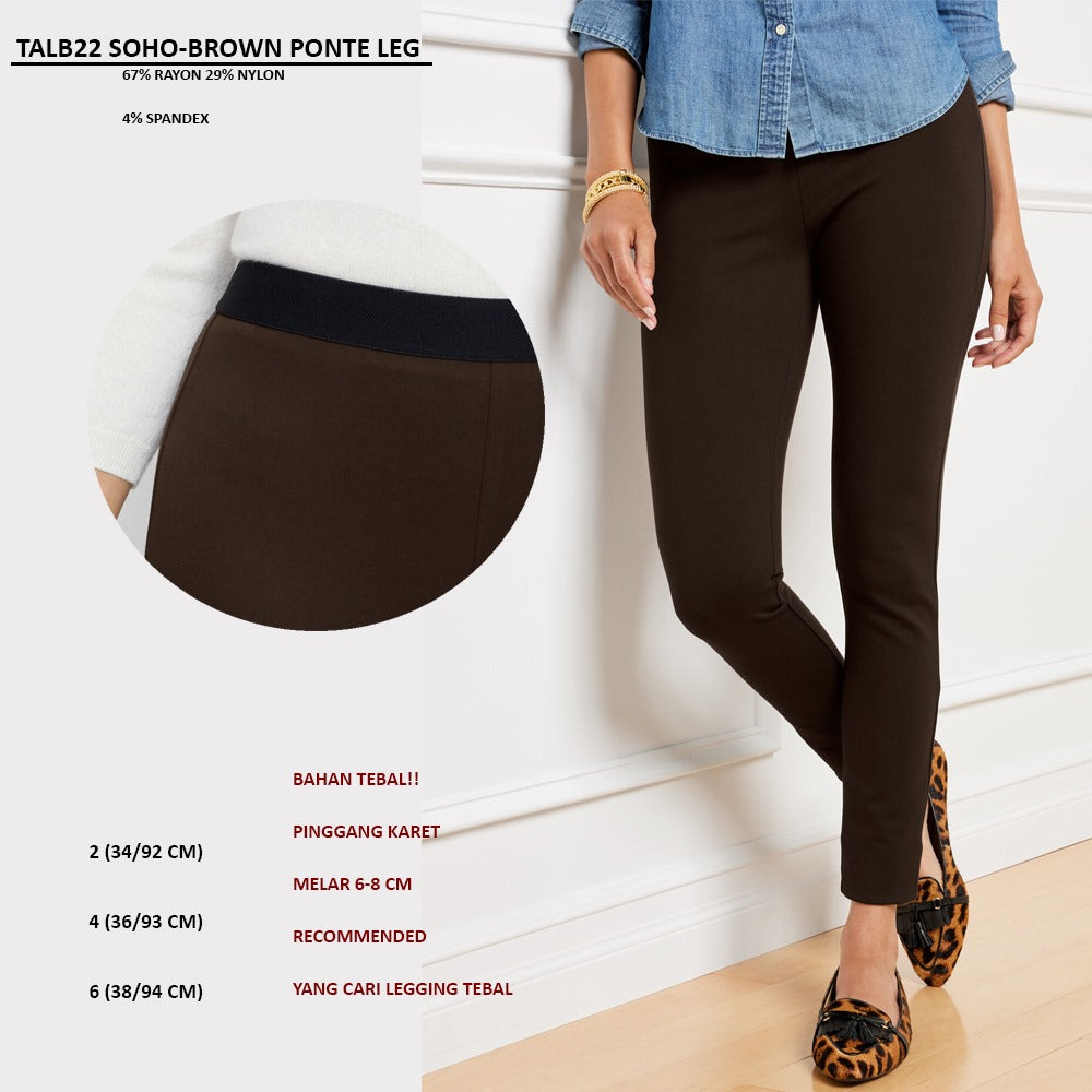 Celana Panjang Legging Wanita Ponte Stretch Tebal (TALB22 SOHO SOLID LEGG)