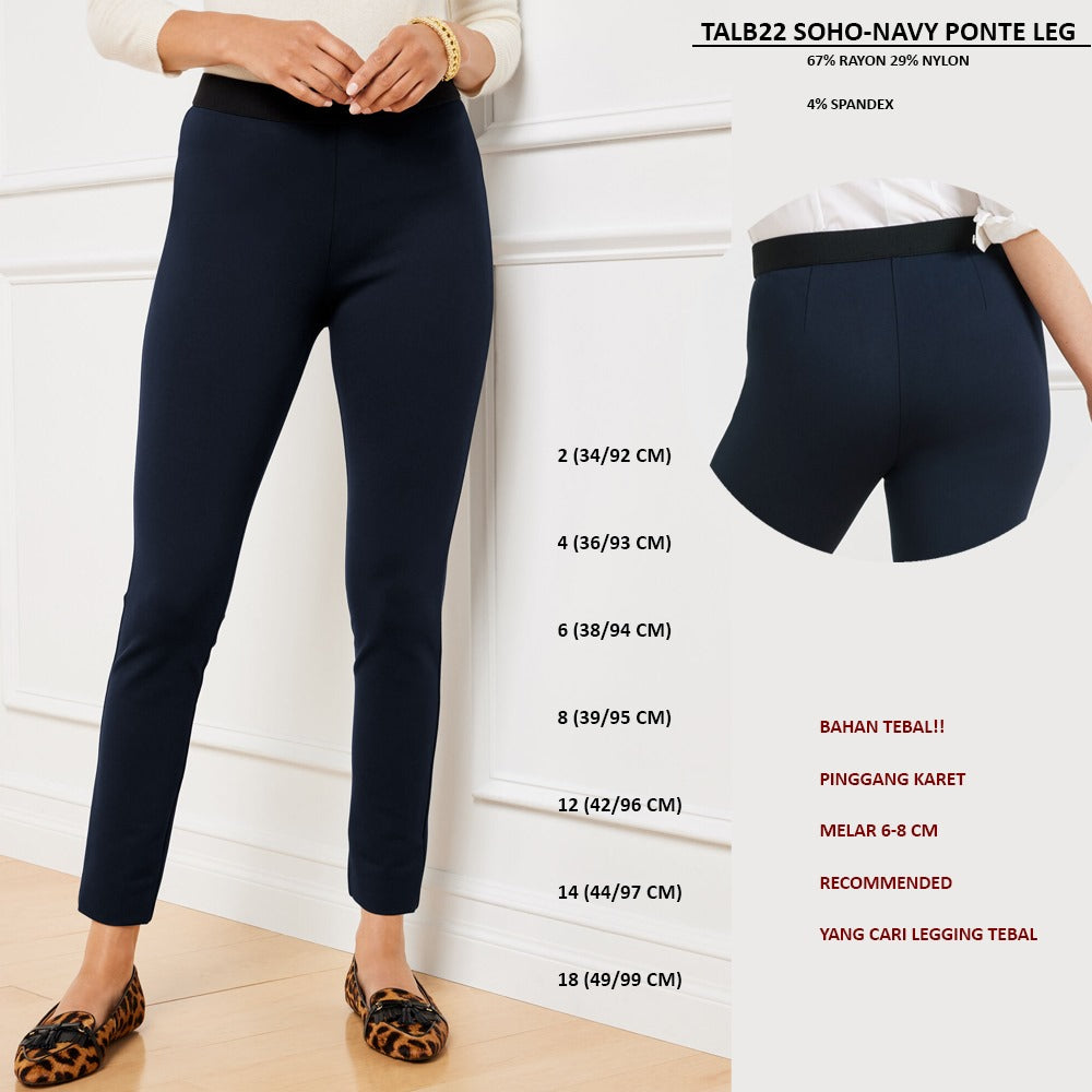 Celana Panjang Legging Wanita Ponte Stretch Tebal (TALB22 SOHO SOLID LEGG)