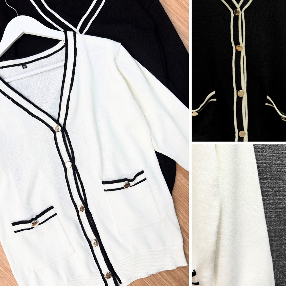 Cardigan Wanita Lengan Panjang (JPN45 TRIM KNITTED CARDI)