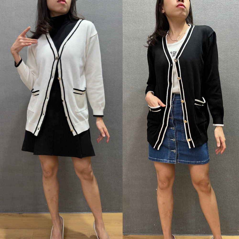 Cardigan Wanita Lengan Panjang (JPN45 TRIM KNITTED CARDI)