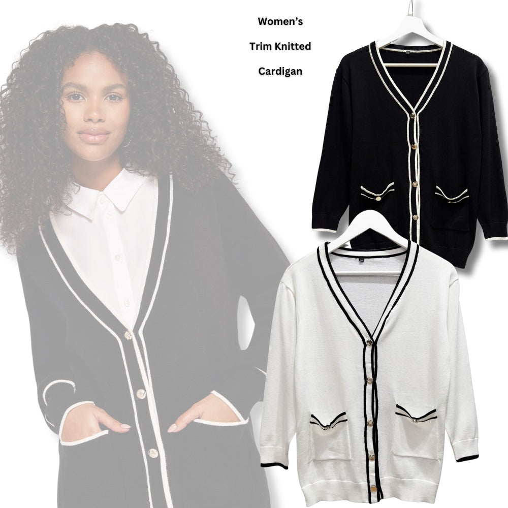 Cardigan Wanita Lengan Panjang (JPN45 TRIM KNITTED CARDI)