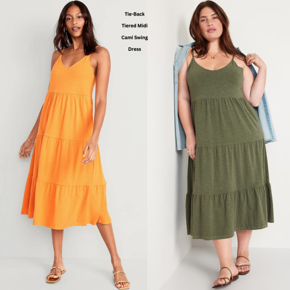 Dress Midi Wanita Tanpa Lengan (ODN594 CAMI TIERED DRESS)