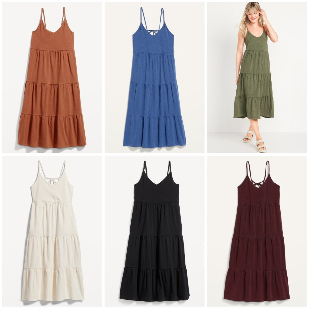 Dress Midi Wanita Tanpa Lengan (ODN594 CAMI TIERED DRESS)