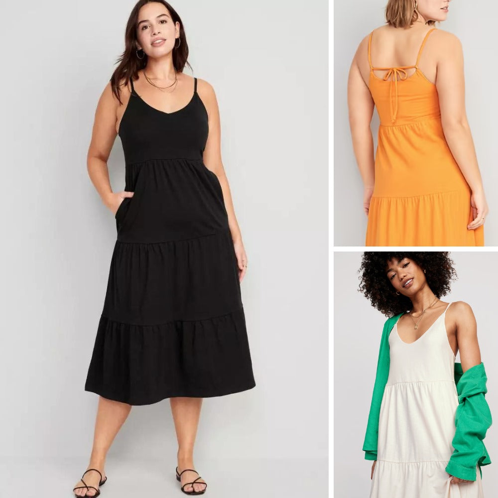 Dress Midi Wanita Tanpa Lengan (ODN594 CAMI TIERED DRESS)