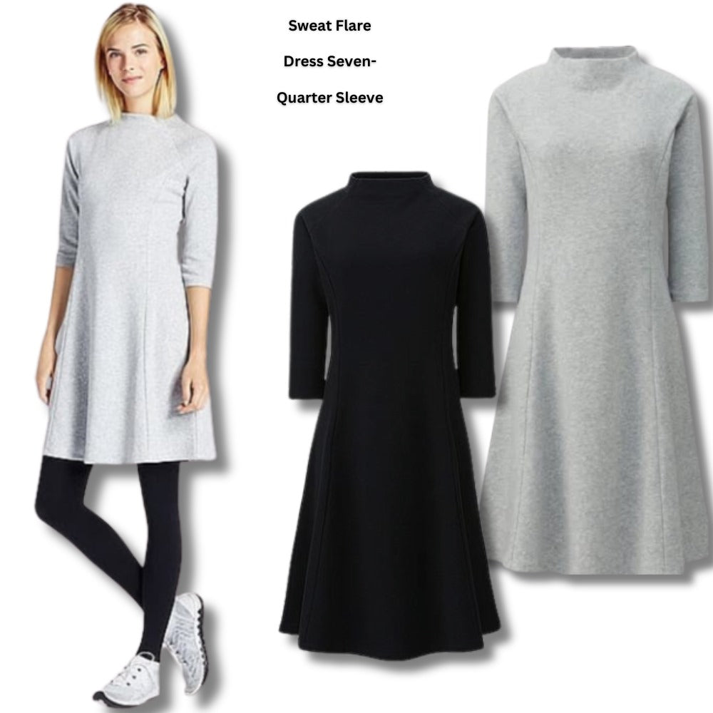 Dress Mini Casual Wanita Lengan Panjang Bahan Terry (UNQ300 SKATED DRESS)
