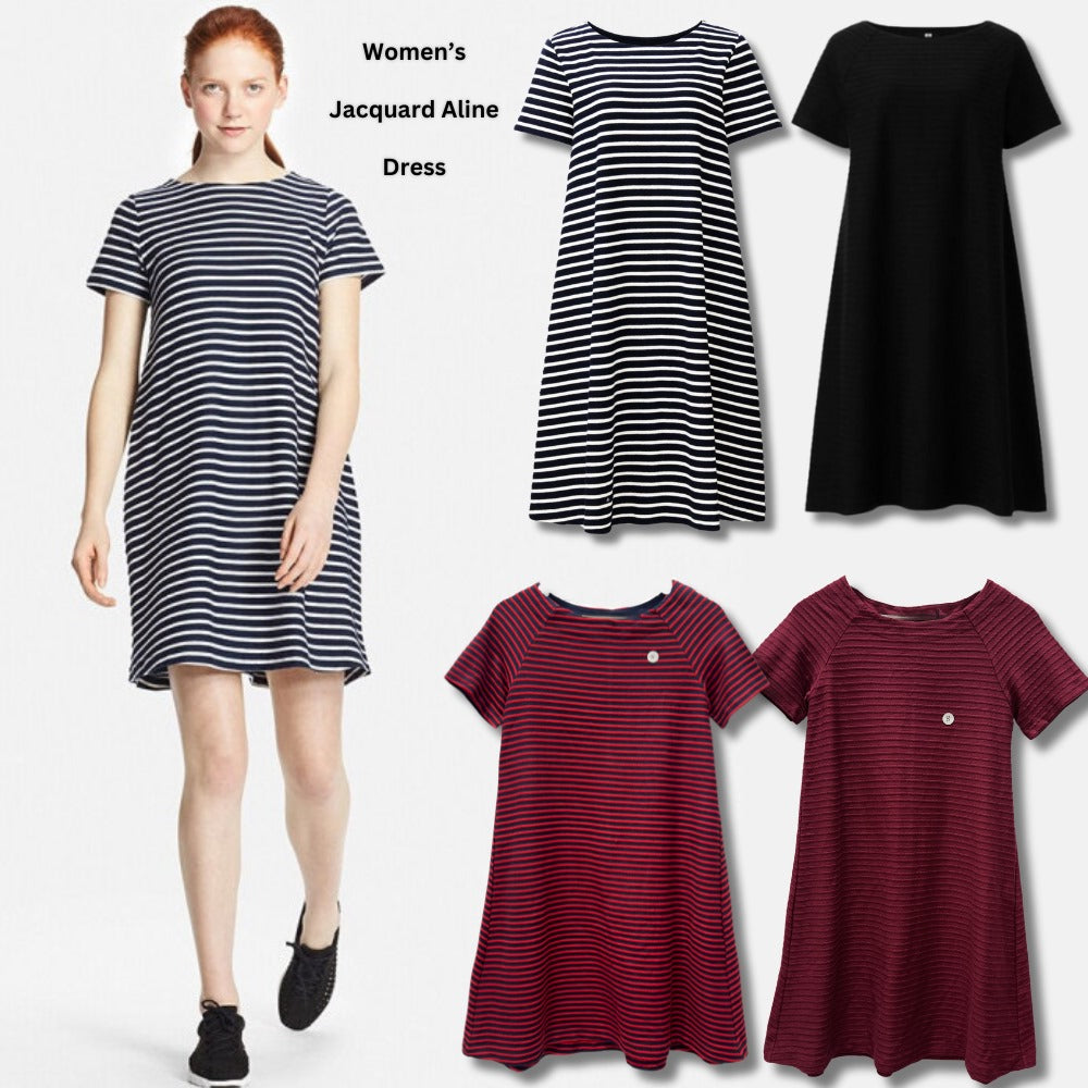 Dress Mini Wanita Lengan Pendek (UNQ340 JACQUARD SHORT DRESS)