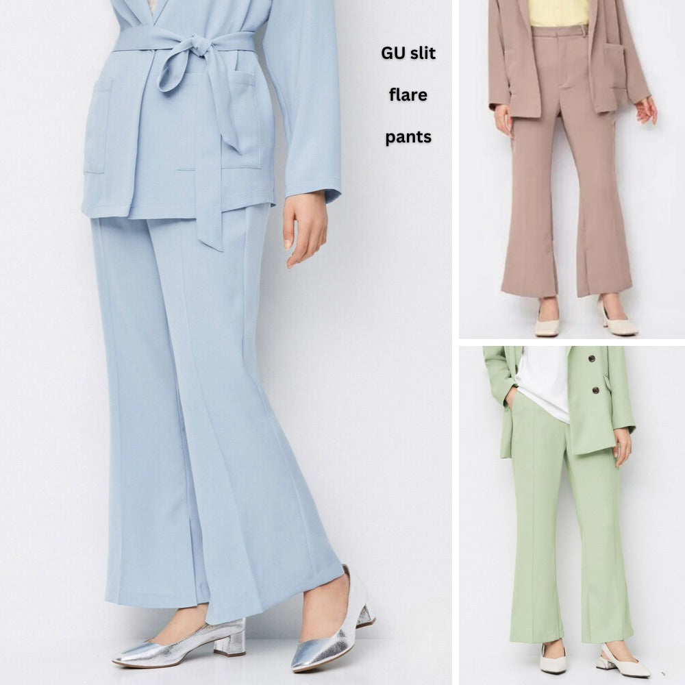 Celana Panjang Office Wanita Highrise (UNQ308 SLIT FLARE PANTS)