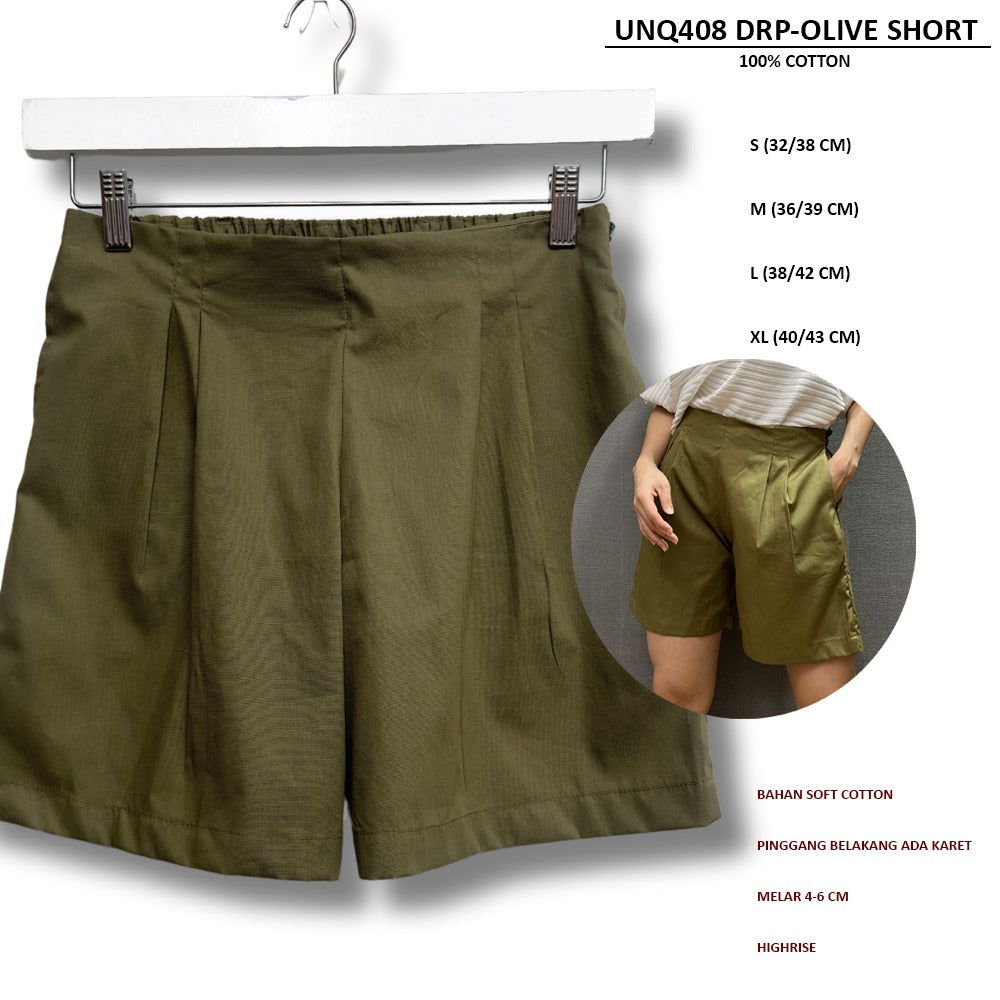 Celana Pendek Santai Wanita Soft Cotton (UNQ408 DRP SHORT)