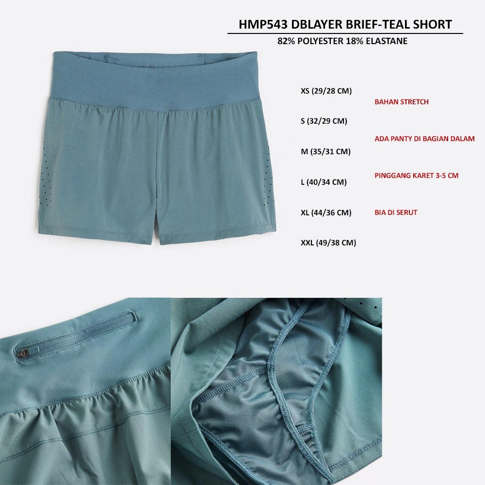 Celana Pendek Olahraga Wanita Stretch (HMP543 DBLAYER BLACK SHORT)