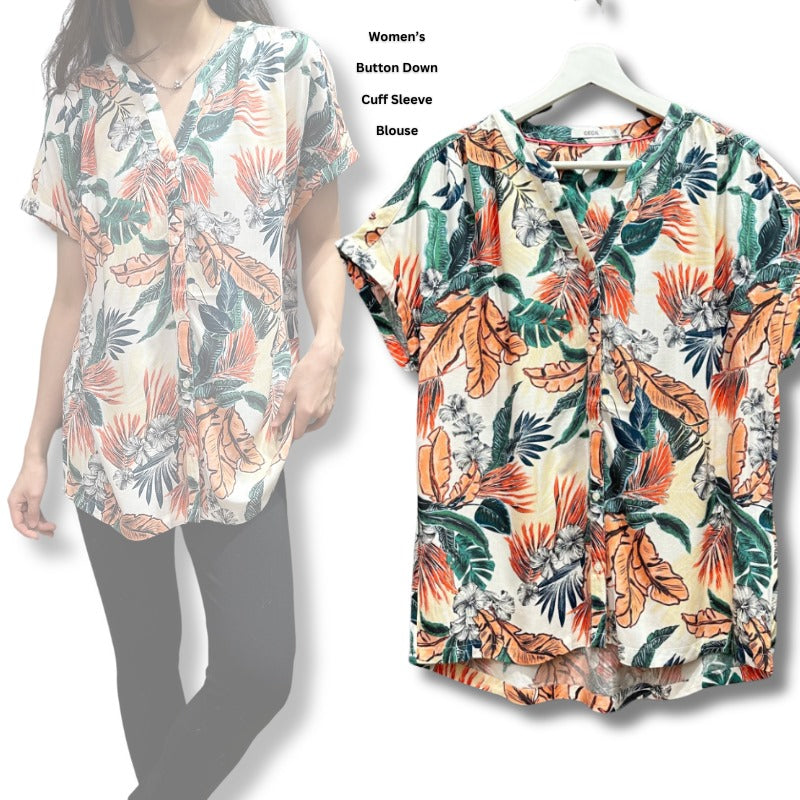 Atasan Blouse Wanita Lengan Pendek (CCL01 TROPIC-PRINT SHORT BL)