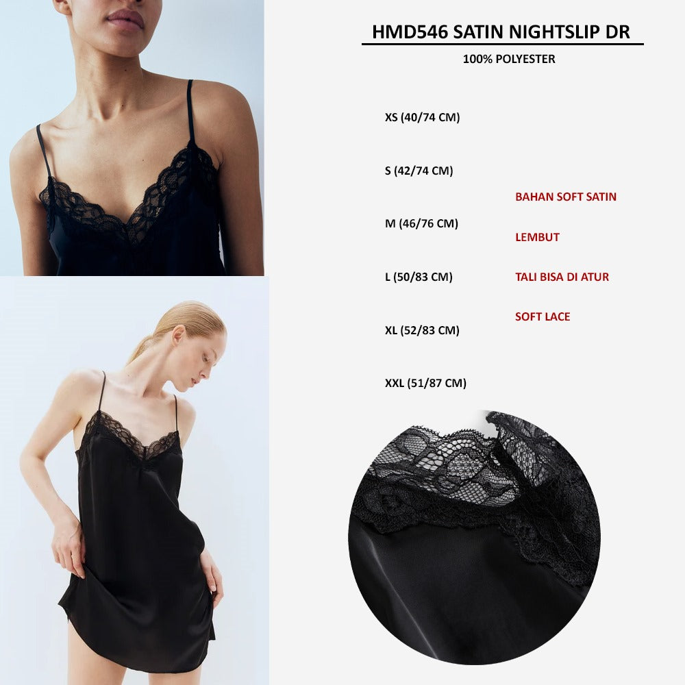 Dress Mini Wanita Tanpa Lengan (HMD546 SATIN NIGHTSLIP DR)