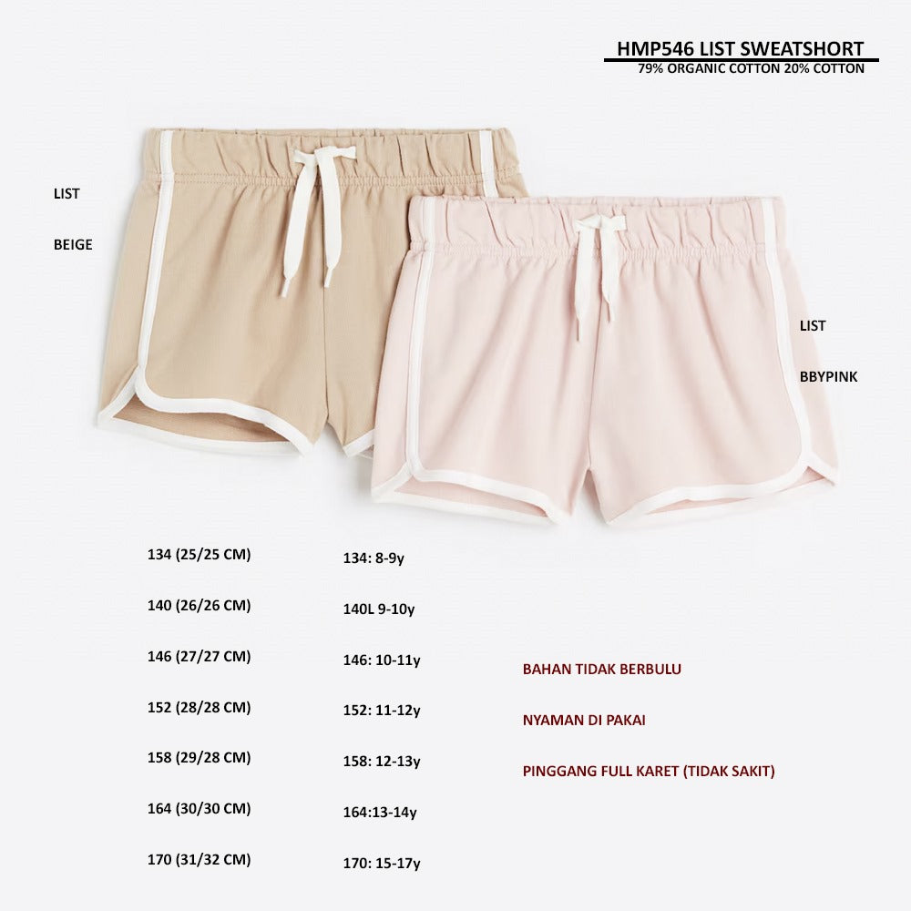 Celana Pendek Santai Anak-anak (HMP546 LIST SWEATSHORT)