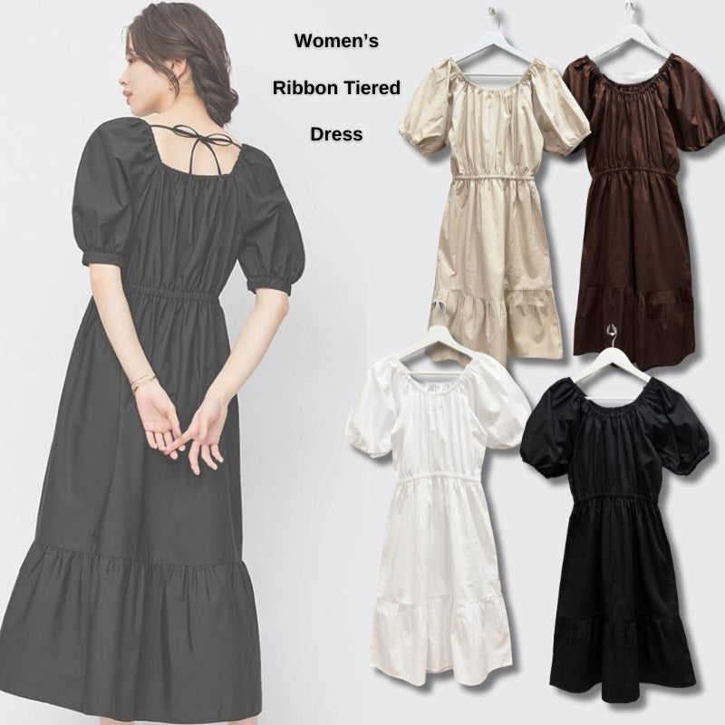 Dress Midi Wanita Lengan Pendek (UNQ411 BACKTIED DR)