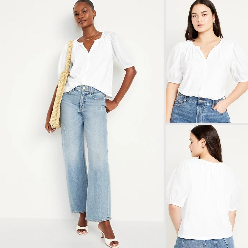 Atasan kaos Wanita Lengan Pendek (ODN568 SWING-WHITE POPLIN TOP)