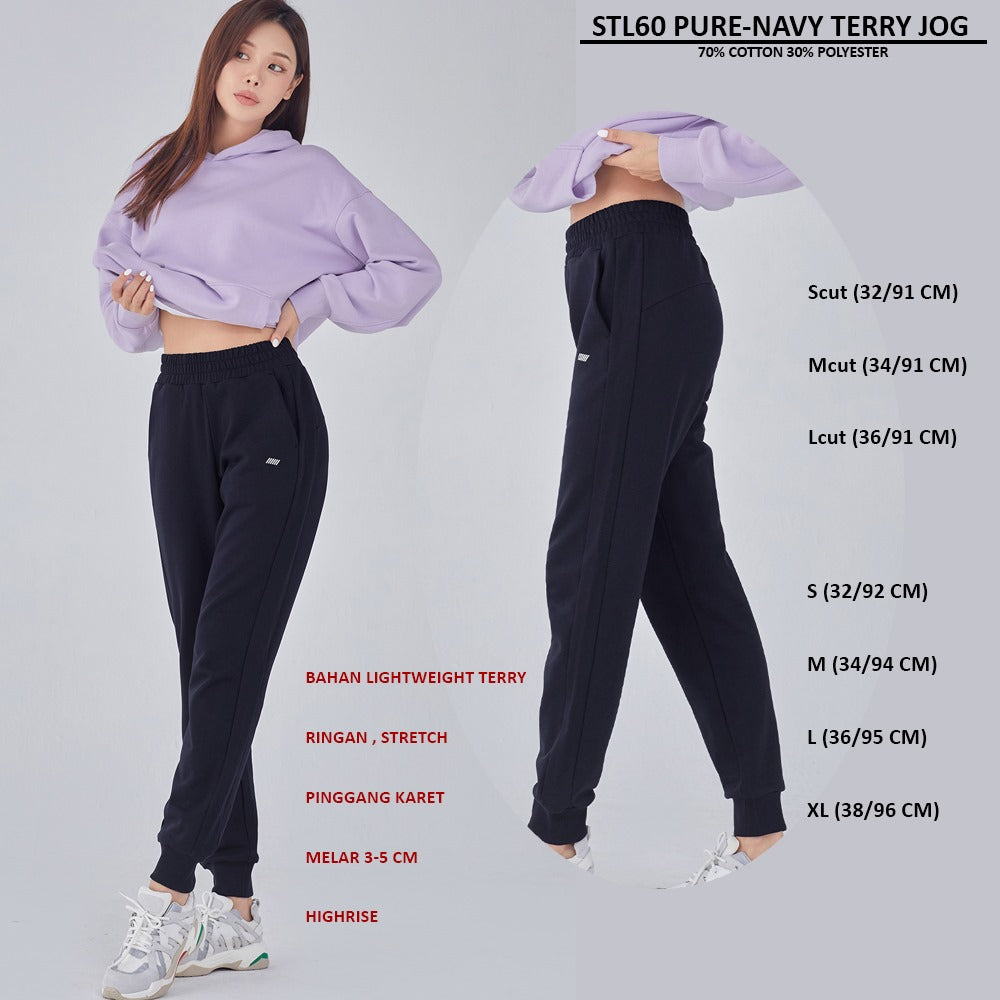 Celana Panjang Jogger Wanita Highrise Terry (STL60 PURE TERRY JOGGER)